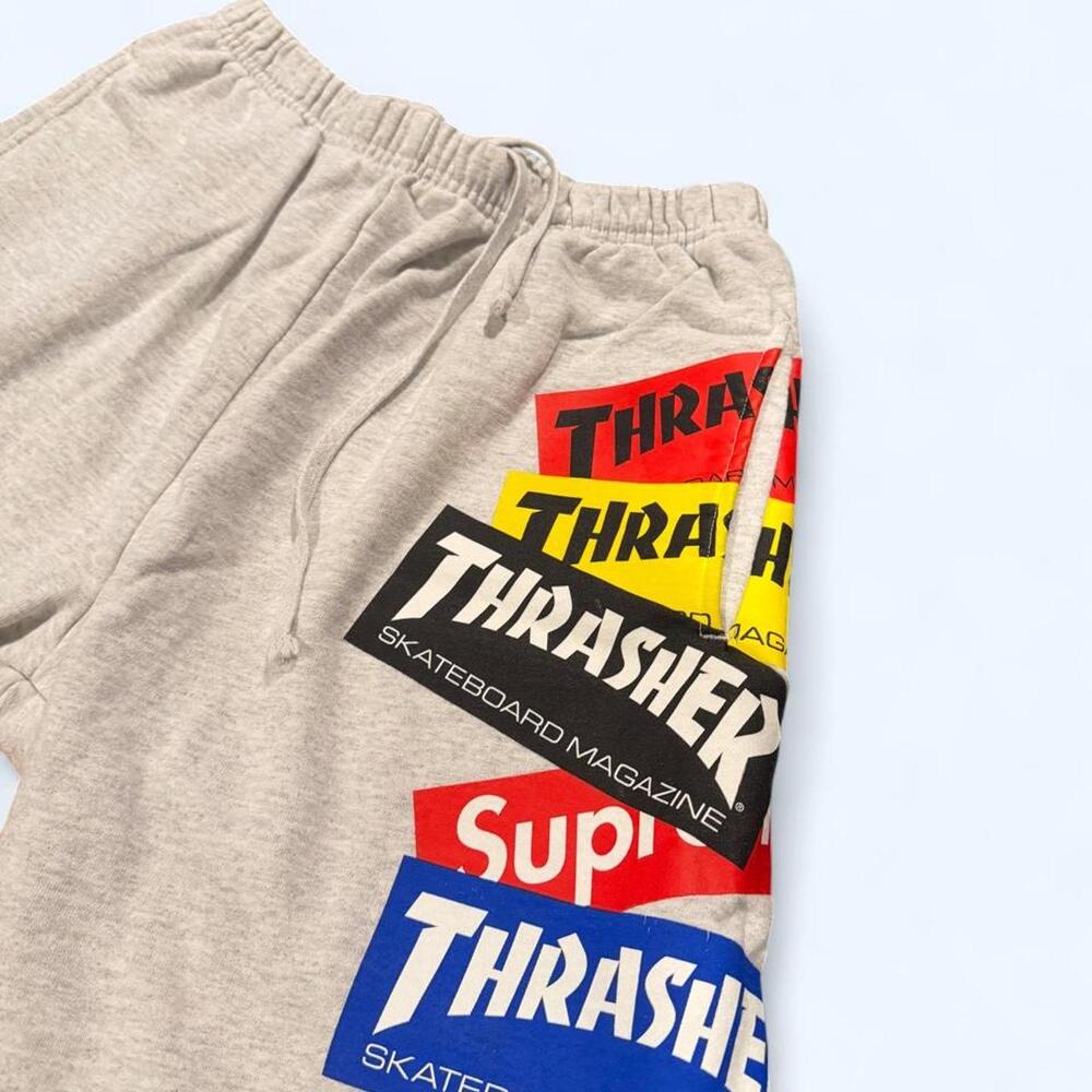Supreme x Thrasher Sweat Shorts β Heather Gray - Picture 2 of 5